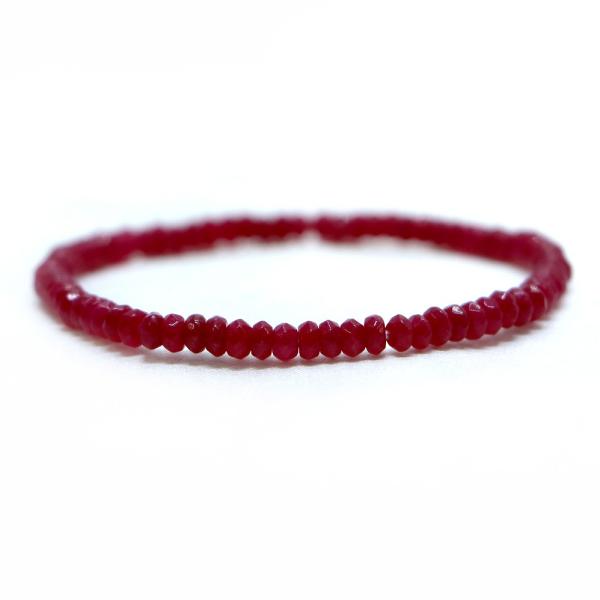 パワーストーン 天然石 ブレスレット カラージェード(レッド・染め) ボタンカット 2×4mm 数珠...