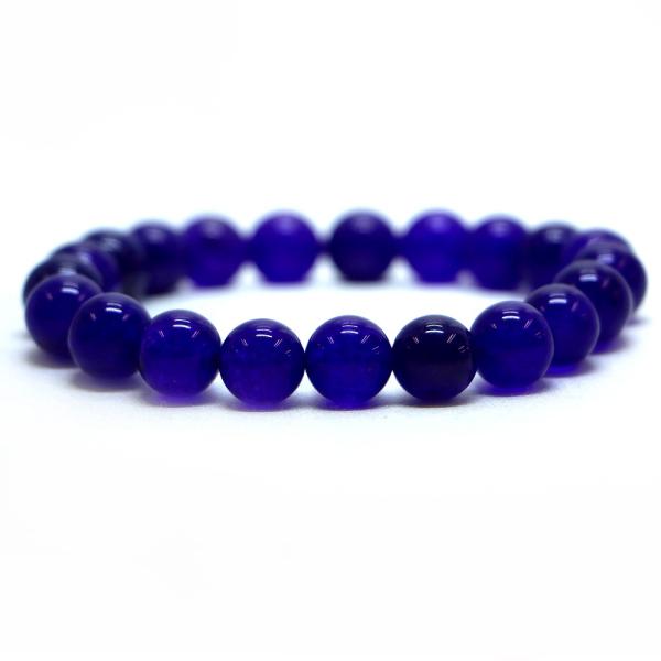 パワーストーン 天然石 ブレスレット カラージェード(パープル・染め) 丸玉 10mm 数珠 念珠 ...