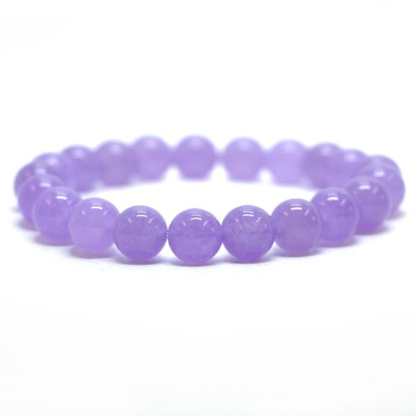 パワーストーン 天然石 ブレスレット カラージェード(ラベンダー・染め) 丸玉 10mm 数珠 念珠...