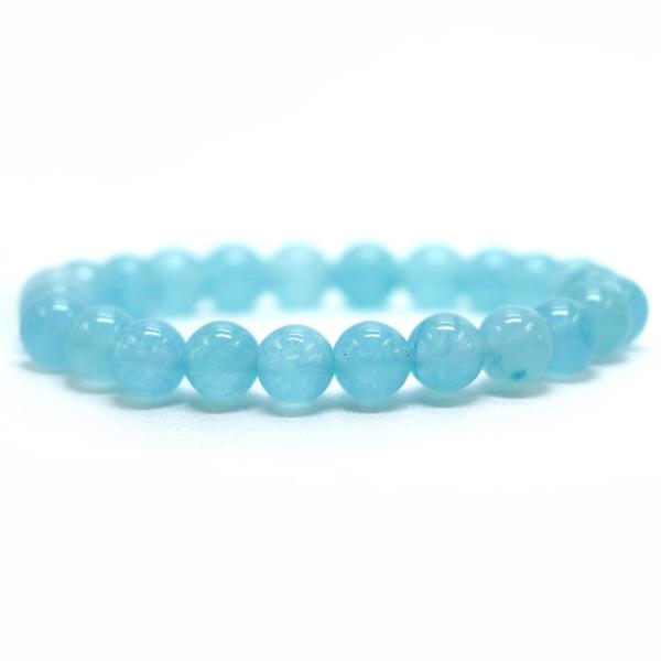 パワーストーン 天然石 ブレスレット カラージェード(ブルー・染め) 丸玉 8mm 数珠 念珠 Br...