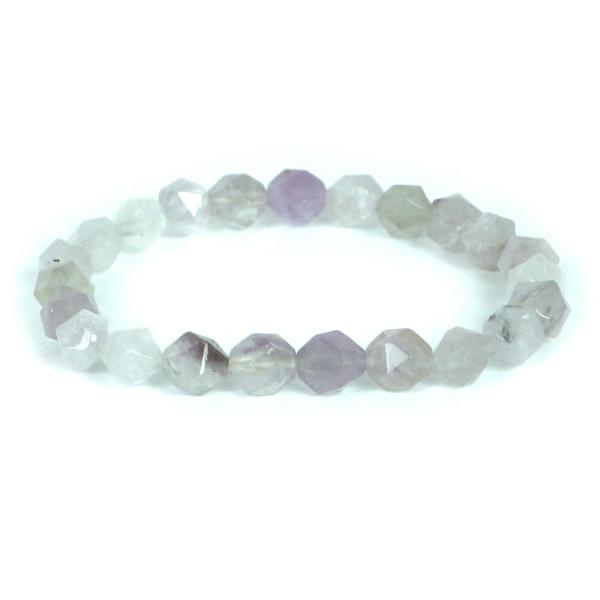 パワーストーン 天然石 ブレスレット ラベンダーアメジスト ダイヤカット 8mm 数珠 念珠 Bra...