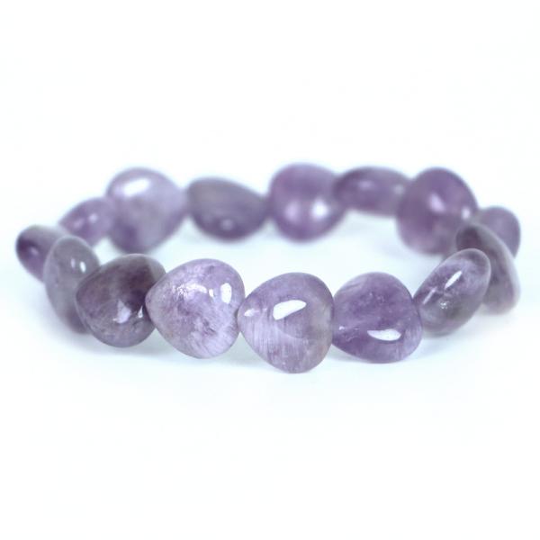 パワーストーン 天然石 ブレスレット ラベンダーアメジスト ハート 12mm（厚み6mm） 数珠 念...