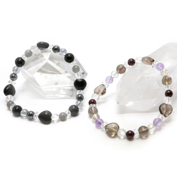 ハートブレスレット オニキス スモーキークォーツ パワーストーン Bracelet 天然石