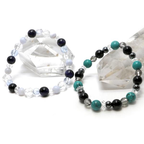 コンビブレスレット パープルタイガーアイ ターコイズ パワーストーン Bracelet 天然石
