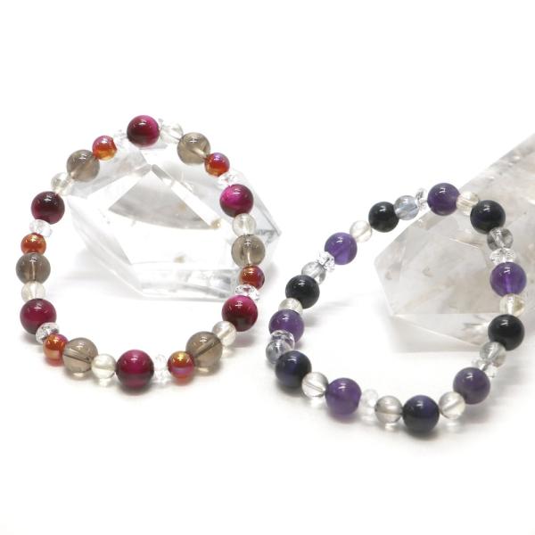 コンビブレスレット ローズタイガーアイ パープルタイガーアイ パワーストーン Bracelet 天然...