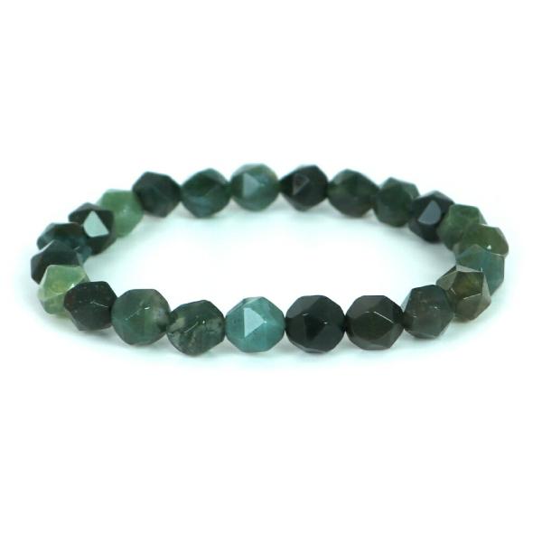 パワーストーン 天然石 ブレスレット モスアゲート ダイヤカット 8mm 数珠 念珠 Bracele...