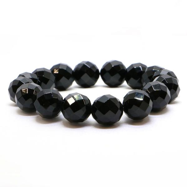 パワーストーン 天然石 ブレスレット オニキス カット 14mm 数珠 念珠 Bracelet お試...