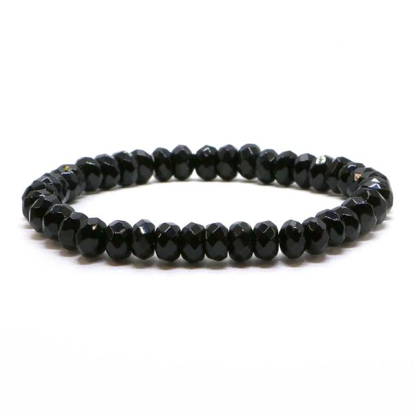 パワーストーン 天然石 ブレスレット オニキス ボタンカット 5×8mm 数珠 念珠 Bracele...