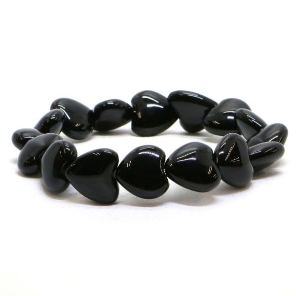 パワーストーン 天然石 ブレスレット オニキス ハート 12mm（厚み6mm） 数珠 念珠 Brac...
