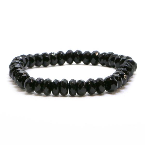 パワーストーン 天然石 ブレスレット オニキス ボタンカット 4×8mm 数珠 念珠 Bracele...