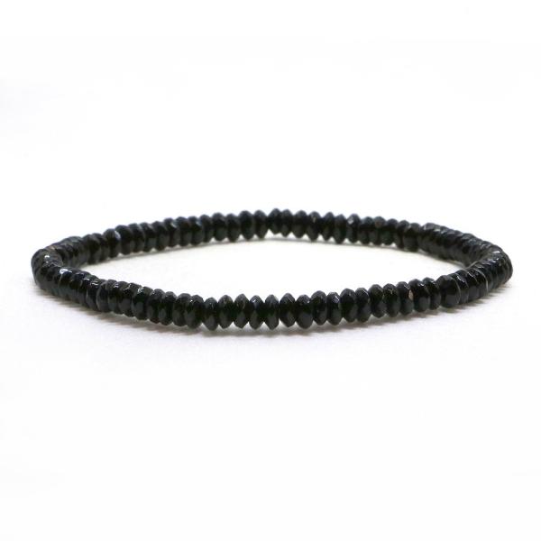 パワーストーン 天然石 ブレスレット オニキス ボタンカット 2×4mm 数珠 念珠 Bracele...