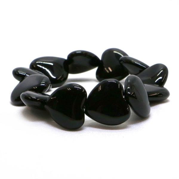 パワーストーン 天然石 ブレスレット オニキス ハート 16mm（厚み7mm） 数珠 念珠 Brac...