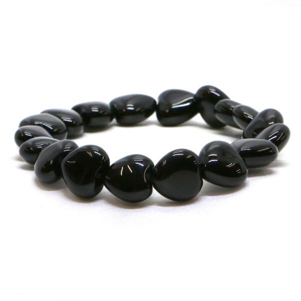 パワーストーン 天然石 ブレスレット オニキス ハート 10mm（厚み5mm） 数珠 念珠 Brac...