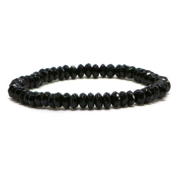 パワーストーン 天然石 ブレスレット オニキス ボタンカット 3×6mm 数珠 念珠 Bracele...