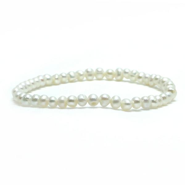 パワーストーン 天然石 ブレスレット 淡水パール（ホワイト） ポテト 4〜5mm 数珠 念珠 Bra...