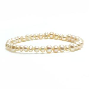 パワーストーン 天然石 ブレスレット 淡水パール（シャンパンゴールド） ポテト 4〜5mm 数珠 念珠 Bracelet お試し価格｜gembazaar