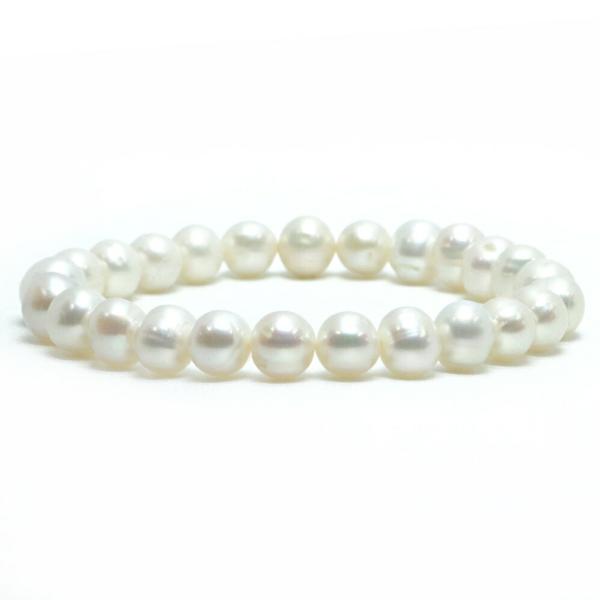 パワーストーン 天然石 ブレスレット 淡水パール（ホワイト） ポテト 8〜9mm 数珠 念珠 Bra...