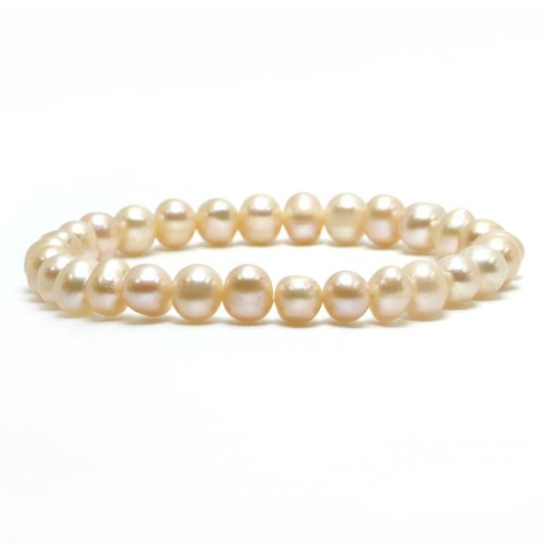 パワーストーン 天然石 ブレスレット 淡水パール（シャンパンゴールド） ポテト 6〜7mm 数珠 念...