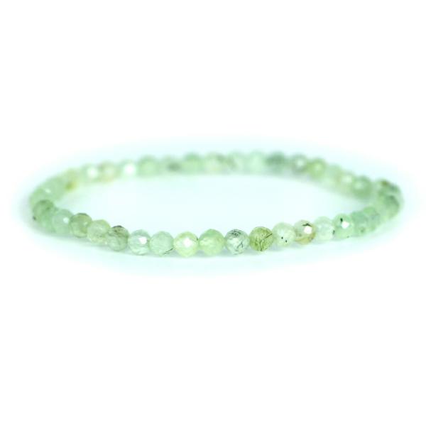 パワーストーン 天然石 ブレスレット プレナイト カット 4mm 数珠 念珠 Bracelet お試...
