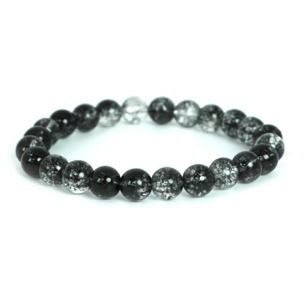 パワーストーン 天然石 ブレスレット クォーツ染めブラック 丸玉 8mm 数珠 念珠 Bracele...