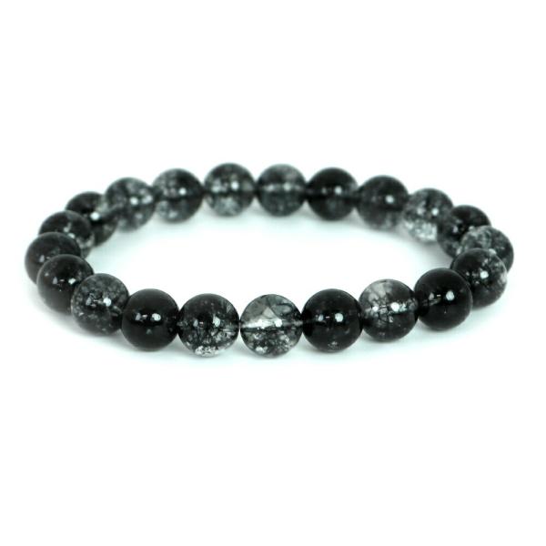 パワーストーン 天然石 ブレスレット クォーツ染めブラック 丸玉 10mm 数珠 念珠 Bracel...