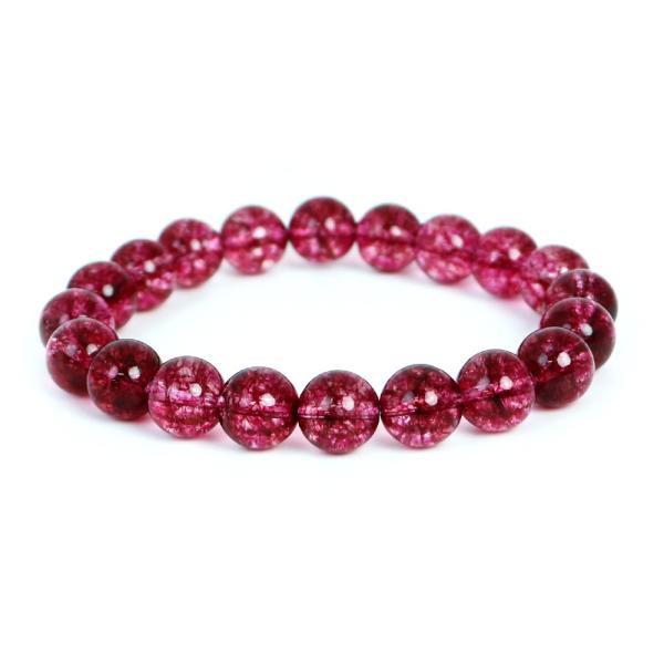 パワーストーン 天然石 ブレスレット クォーツ（染め）レッド 丸玉 10mm 数珠 念珠 Brace...
