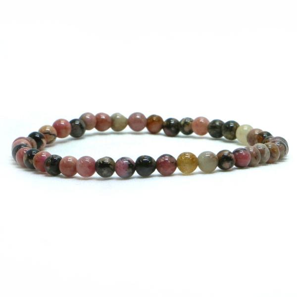 パワーストーン 天然石 ブレスレット ロードナイト(ブラック模様) 丸玉 4mm 数珠 念珠 Bra...