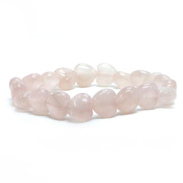 パワーストーン 天然石 ブレスレット ローズクォーツ ハート 10mm（厚さ6mm） 数珠 念珠 B...