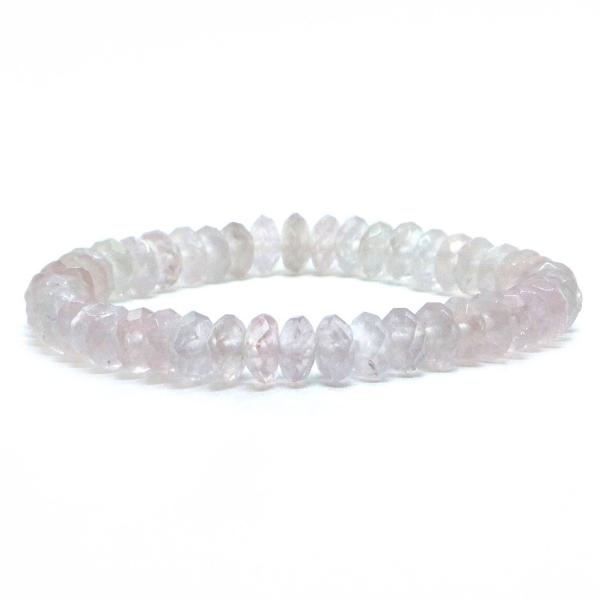 パワーストーン 天然石 ブレスレット ローズクォーツ そろばんカット 4×8mm 数珠 念珠 Bra...