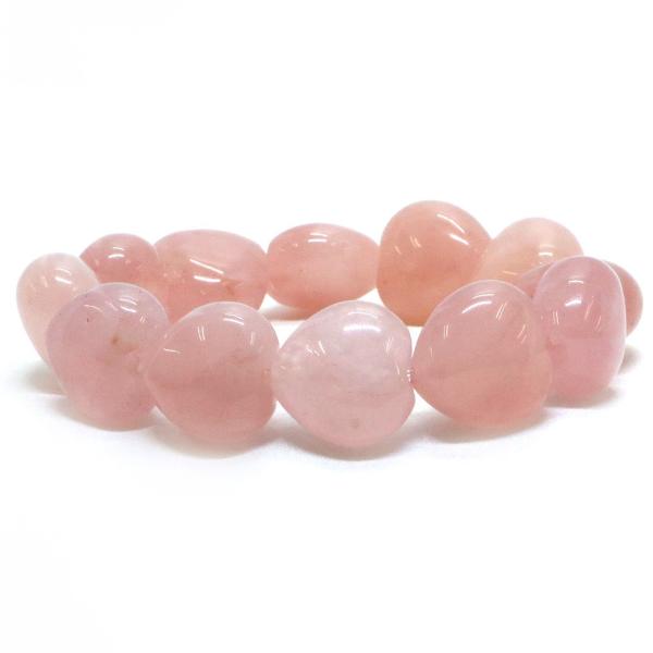 パワーストーン 天然石 ブレスレット ローズクォーツ ハート 16mm（厚み10mm） 数珠 念珠 ...