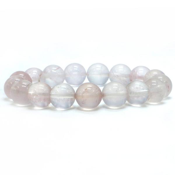 パワーストーン 天然石 ブレスレット ローズクォーツ(クリア) 丸玉 12mm 数珠 念珠 Brac...