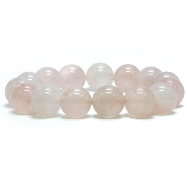パワーストーン 天然石 ブレスレット ローズクォーツ 丸玉 14〜14.5mm 数珠 念珠 Brac...