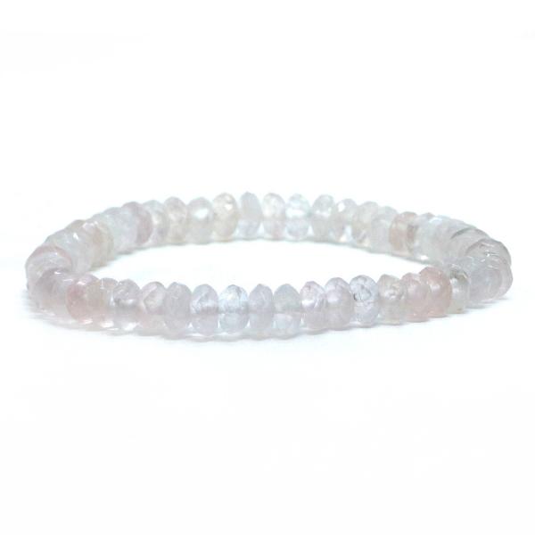 パワーストーン 天然石 ブレスレット ローズクォーツ ボタンカット 4×6mm 数珠 念珠 Brac...