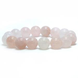 パワーストーン 天然石 ブレスレット ローズクォーツ 丸玉 12mm 数珠 念珠 Bracelet お試し価格｜gembazaar