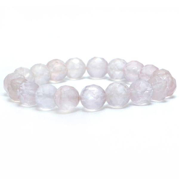 パワーストーン 天然石 ブレスレット ローズクォーツ カット 10mm 数珠 念珠 Bracelet...