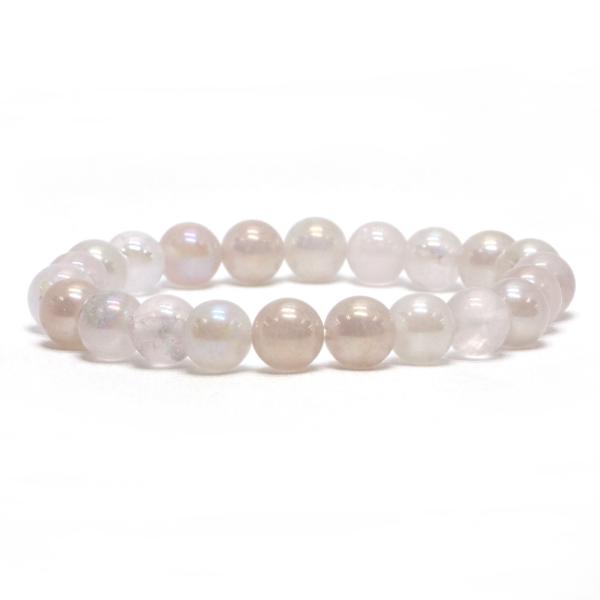 パワーストーン 天然石 ブレスレット ローズクォーツオーラ 丸玉 8mm 数珠 念珠 Bracele...