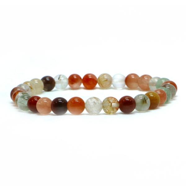 パワーストーン 天然石 ブレスレット ミックスルチルクォーツ 福禄寿 丸玉 6mm 数珠 念珠 Br...