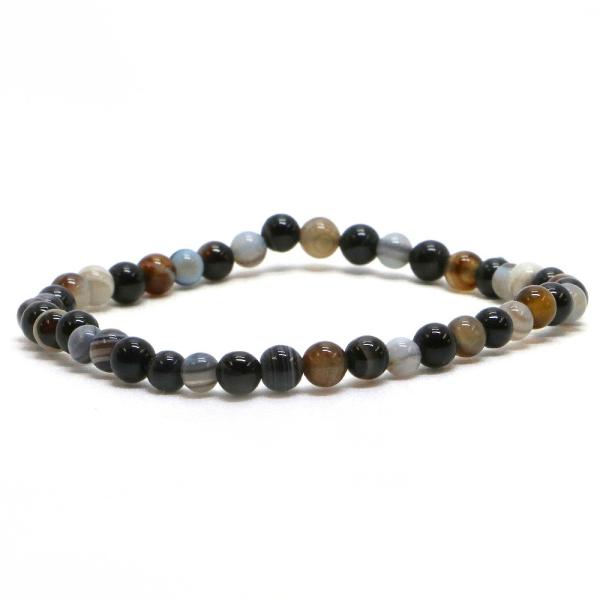 パワーストーン 天然石 ブレスレット 天眼石 縞瑪瑙 アイアゲート 丸玉 4mm 数珠 念珠 Bra...