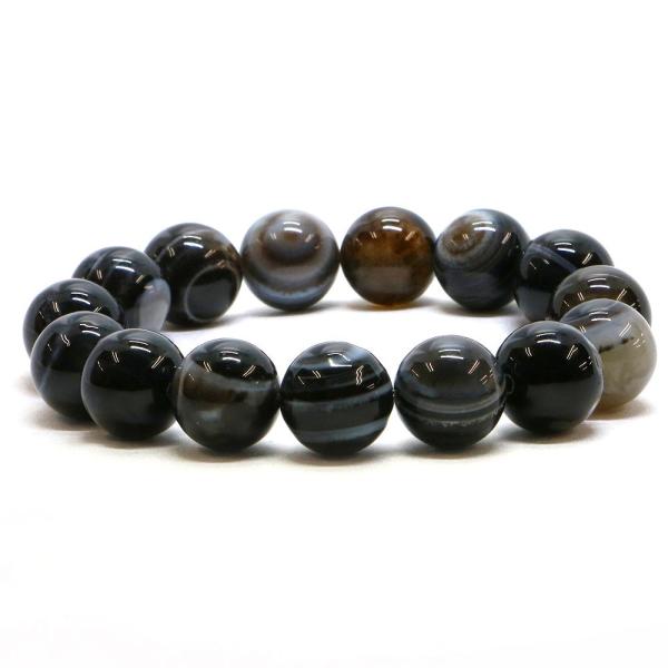 パワーストーン 天然石 ブレスレット 天眼石 縞瑪瑙 アイアゲート 丸玉 14mm 数珠 念珠 Br...