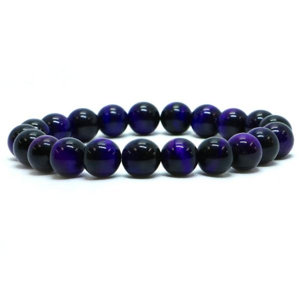 パワーストーン 天然石 ブレスレット パープルタイガーアイ 丸玉 10mm 数珠 念珠 Bracel...