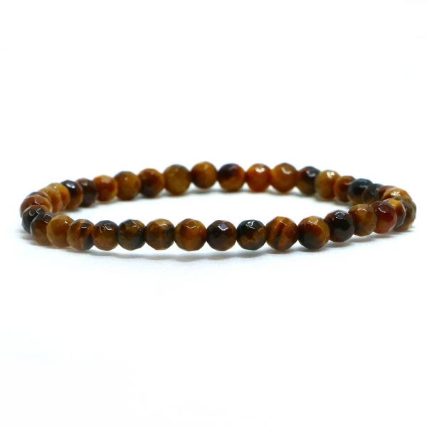 パワーストーン 天然石 ブレスレット タイガーアイ カット 4mm 数珠 念珠 Bracelet お...
