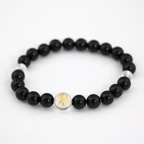 オニキス梵字ブレスレット 天然石ブレス パワーストーン Bracelet