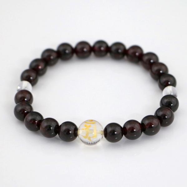 ガーネット梵字ブレスレット 天然石ブレス パワーストーン Bracelet