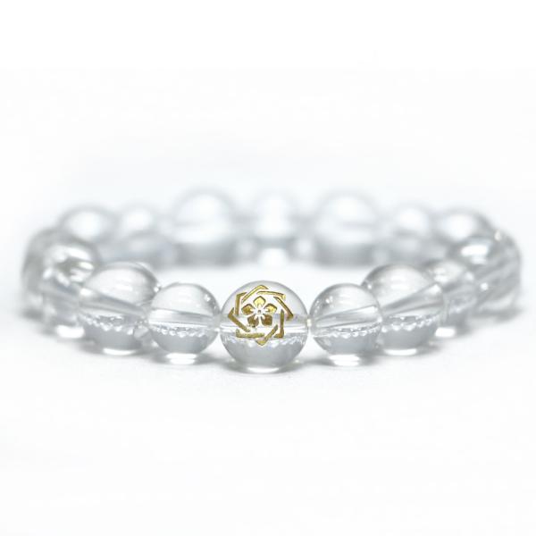 桔梗紋 坂本龍馬ブレスレット 12mm 水晶 家紋 天然石ブレス パワーストーン Bracelet