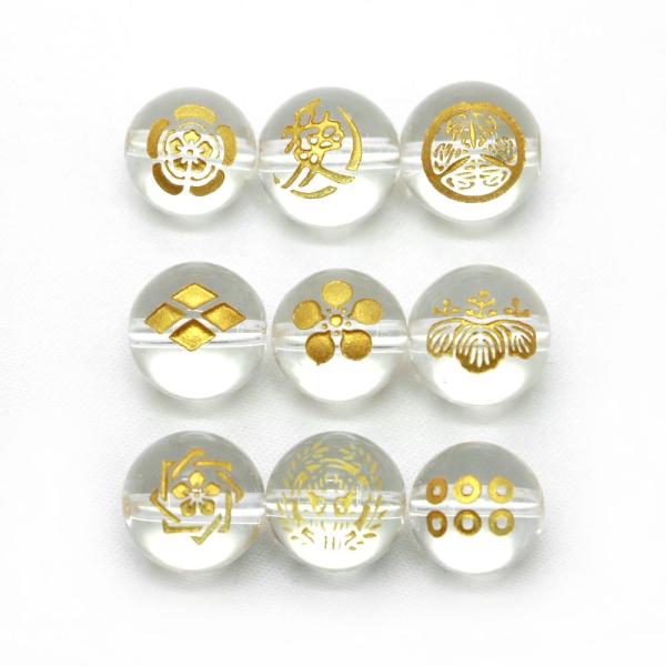 家紋水晶10ｍｍ 戦国大名・織田・豊臣・直江・徳川・武田・上杉・前田・坂本・真田