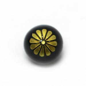 菊紋 オニキス 12ｍｍ 家紋・彫刻ビーズ
