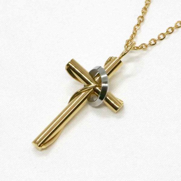 ネックレス ステンレス 316L クロス 十字架 リング ゴールド カラー