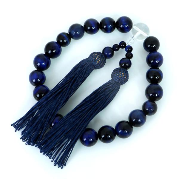 数珠 念珠 じゅず 男性用 天然石 青虎眼石の数珠 ブルータイガーアイ(ojyuzu-bluetig...