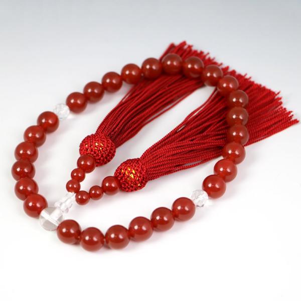 数珠 念珠 じゅず 男女兼用 天然石 赤瑪瑙 レッドアゲート
