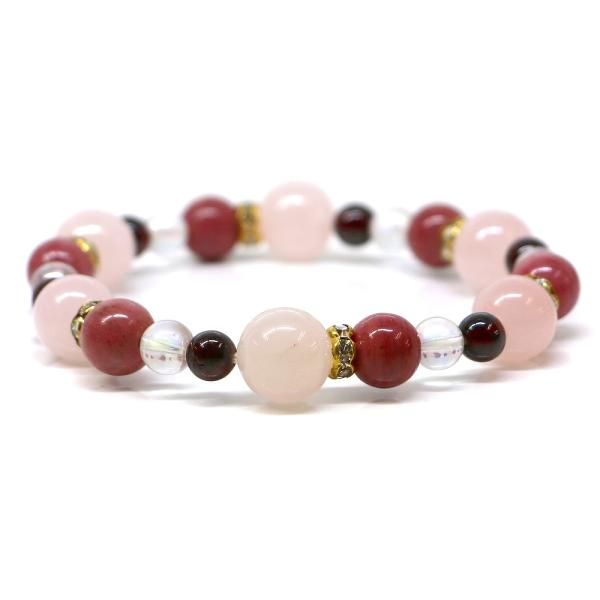 パワーストーン ブレスレット ローズクォーツ＆ピーモンタイトのコンビブレスレット 恋愛運